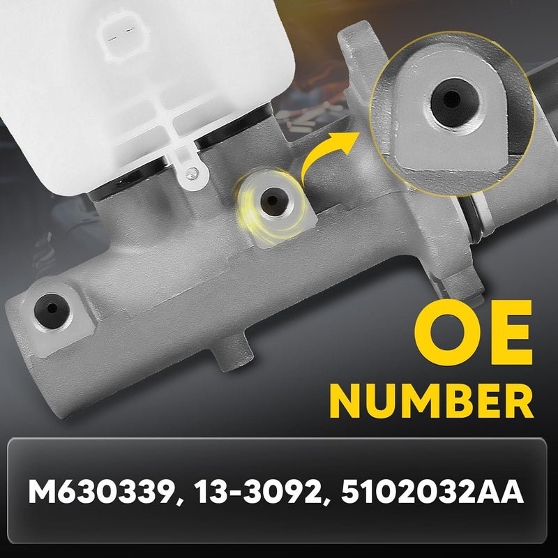 Fexhull 5102032AA Brake Master Cylinder with Reservoir and Sensor Fit for Dodge Vehicles- Ram 1500 2002 2003 2004 2005, 2-Wheel ABS Brake - Replace OE 13-3092, 5102032AA - Image 2
